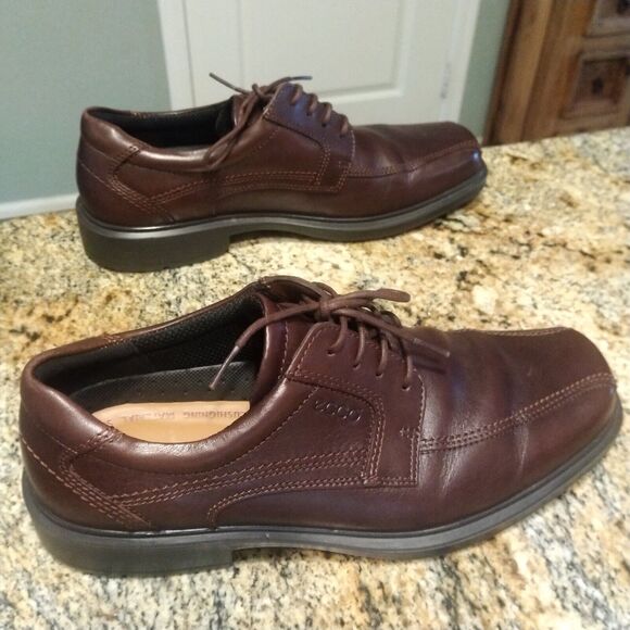 Mens Ecco Lace Up Brown Dress Work Shoes Size 43 (10 US) EUC - Picture 3 of 12